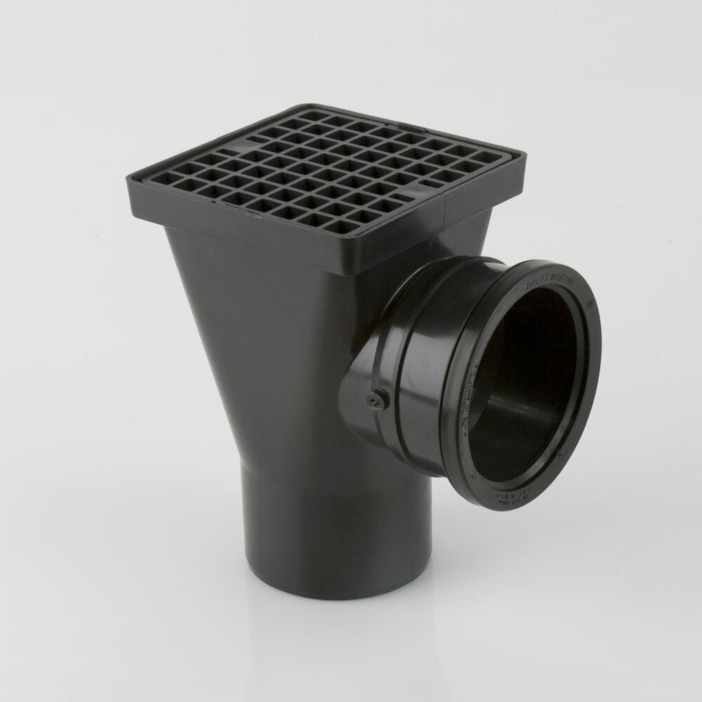 4" SEWER UNIVERSAL GULLY BACK INLET / HOPPER BLACK