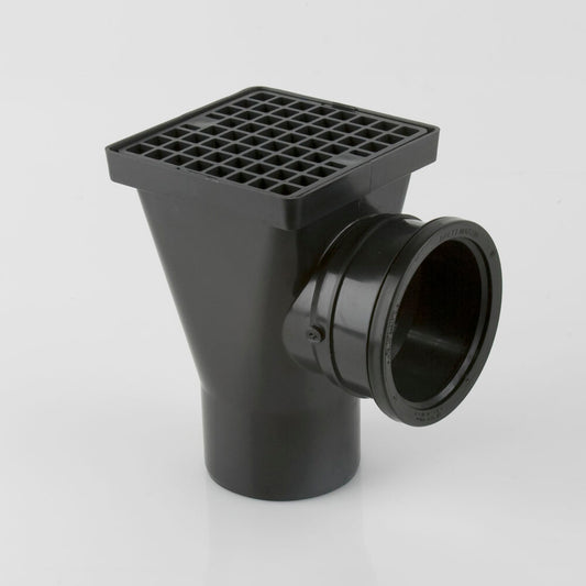 4" SEWER UNIVERSAL GULLY BACK INLET / HOPPER BLACK