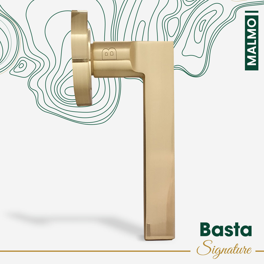 BASTA SIGNATURE MALMO LOCKSET WITH HINGES GOLD (bathroom available)