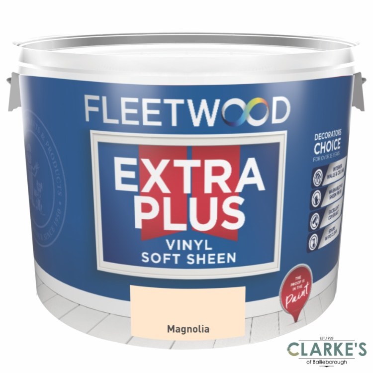 FLEETWOOD EXTRA PLUS SHEEN MAGNOLIA 10LITRE