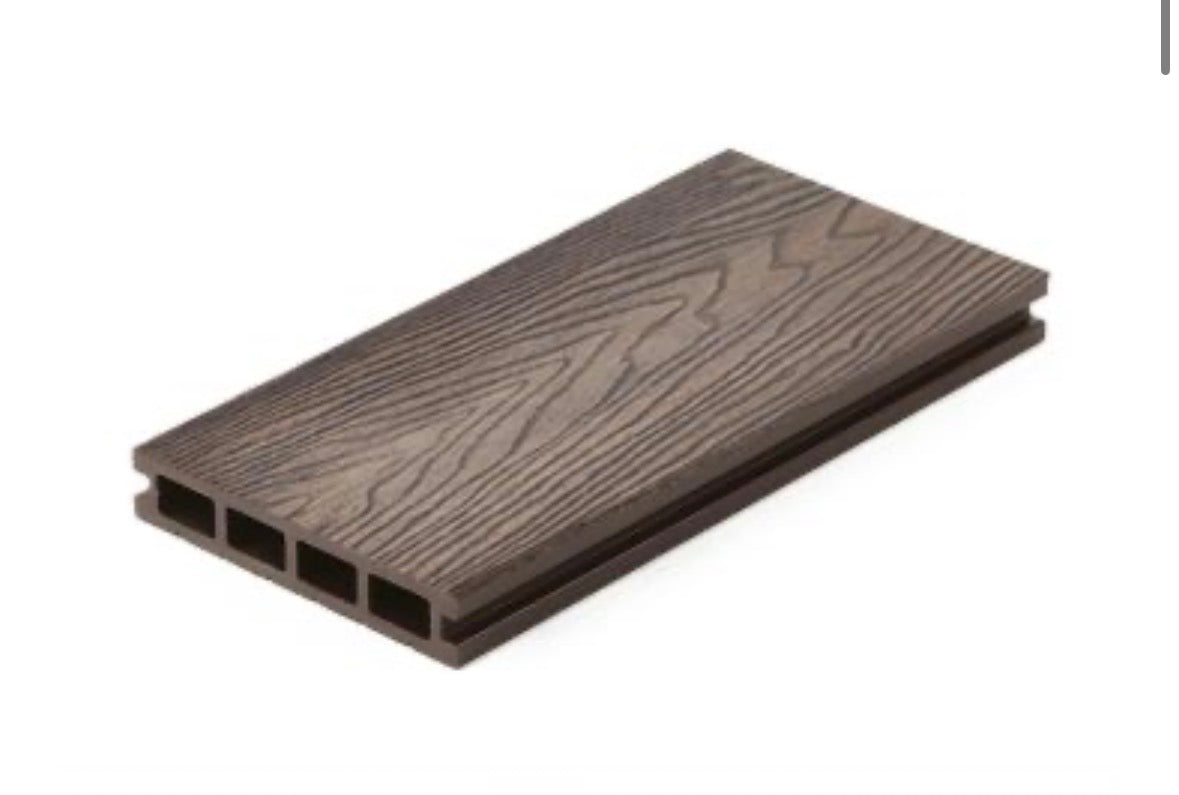 ABS Woodgrain and Grooved Composite Decking Board Brown - 3.6m