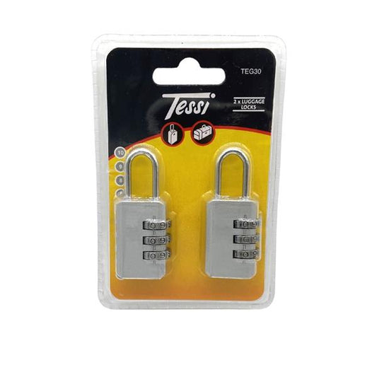 2 x Re-Settable Combo Locks In Asstd Colours, 23mm