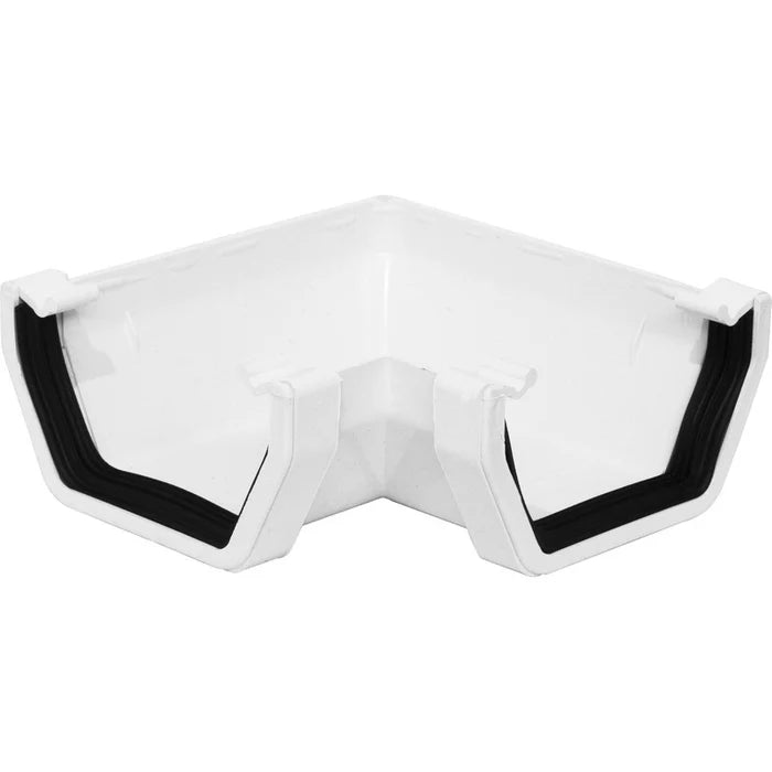 WHITE PVC 90 DEGREE UNI GUTTER ANGLE