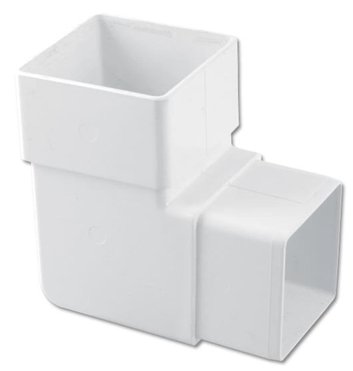 WHITE PVC DOWNPIPE 90 DEGREES SQUARE OFFSET BEND