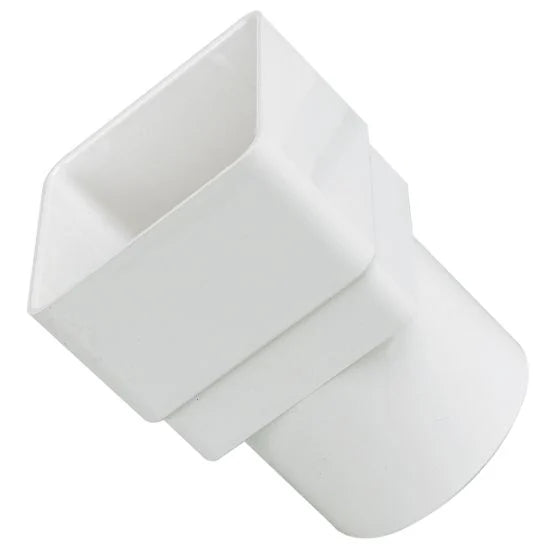 WHITE PVC DOWNPIPE CONNECTOR SQUARE - ROUND