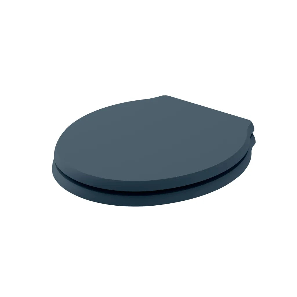Traditional Round Wood Seat Soft Close Chrome Hinge - Matt Black