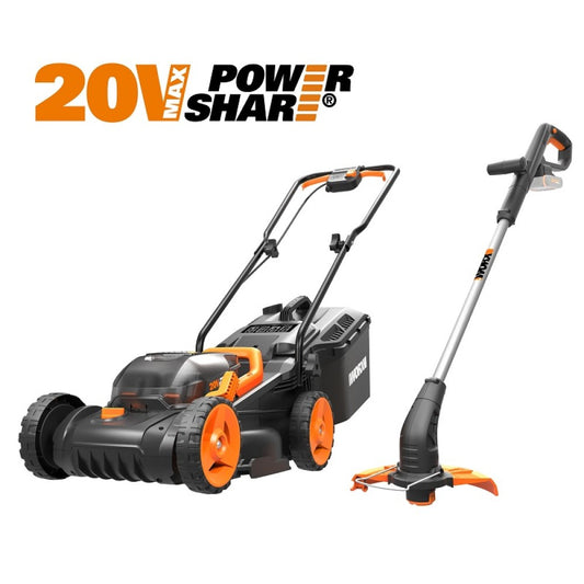 WORX WG927E LAWNMOWER 34CM & GRASS TRIMMER 25CM TWIN
