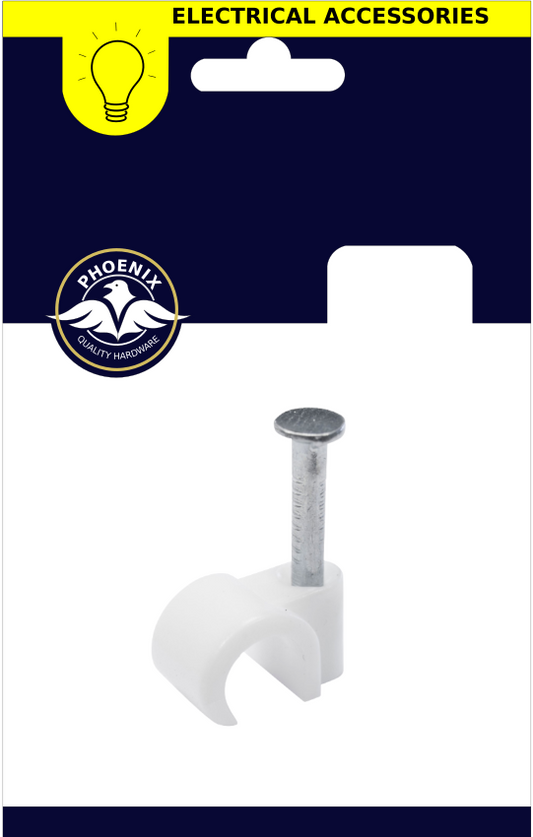 PHOENIX WHITE ROUND CABLE CLIPS 7MM (20)