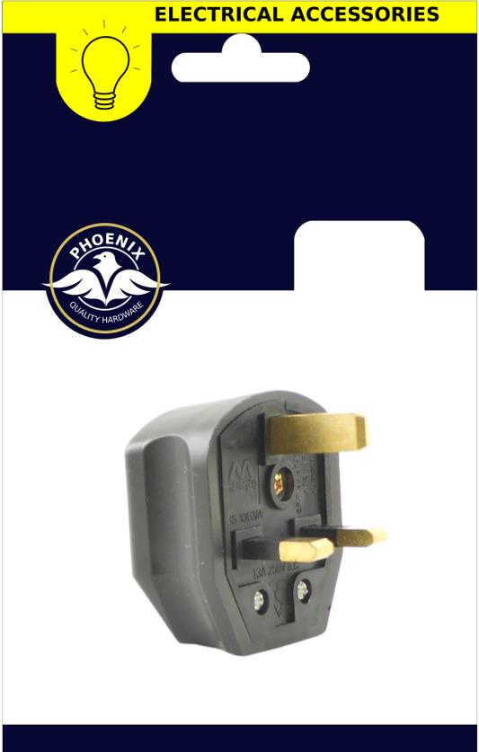PHOENIX 13 AMP RUBBERISED BLACK PLUG TOP