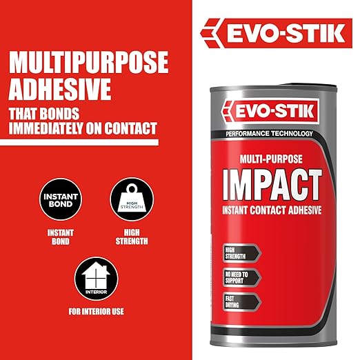 EVO-STIK Impact Adhesive, Multipurpose, High-Strength Adhesive, Bonds Instantly on Contact, Fast Drying, 500ml Tin