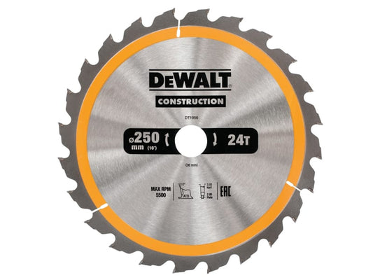 DeWalt DT1956-QZ Construction Circular Saw Blade 250 x 30mm 24T SKU: DT1956