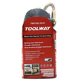 TOOLWAY 10M X 50MM RATCHET STRAP 6T GREY