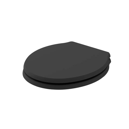 Traditional Round Wood Seat Soft Close Chrome Hinge - Matt Black
