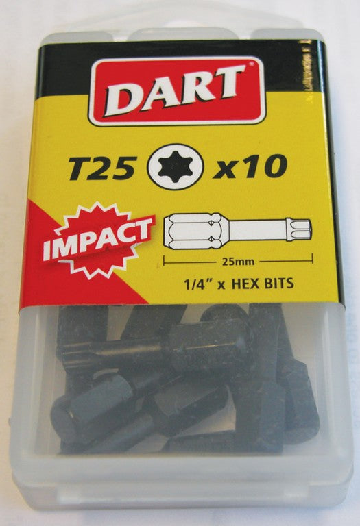 DART T25 impact driver bits 10 pack