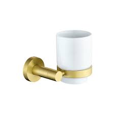 Erla Brushed Brass Tumbler Holder & Cup
