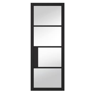 PORTLAND 4 LITE CLEAR GLASS BLACK PRM DOOR