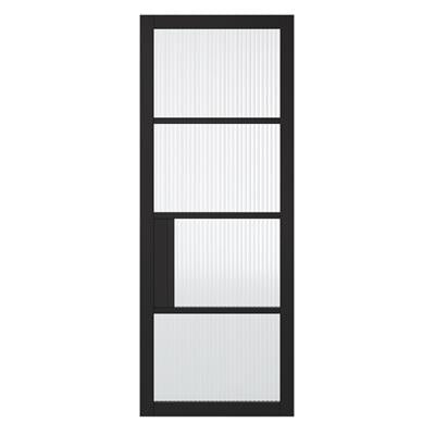 PORTLAND 4 LITE REEDED GLZ BLACK PRIMED DOOR